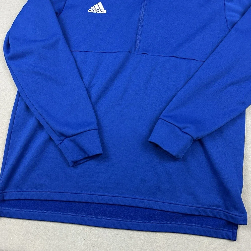 Adidas Sweater Men 2XL Blue Solid 1/4 Zip Golf Pullover Collar Golfer XXL